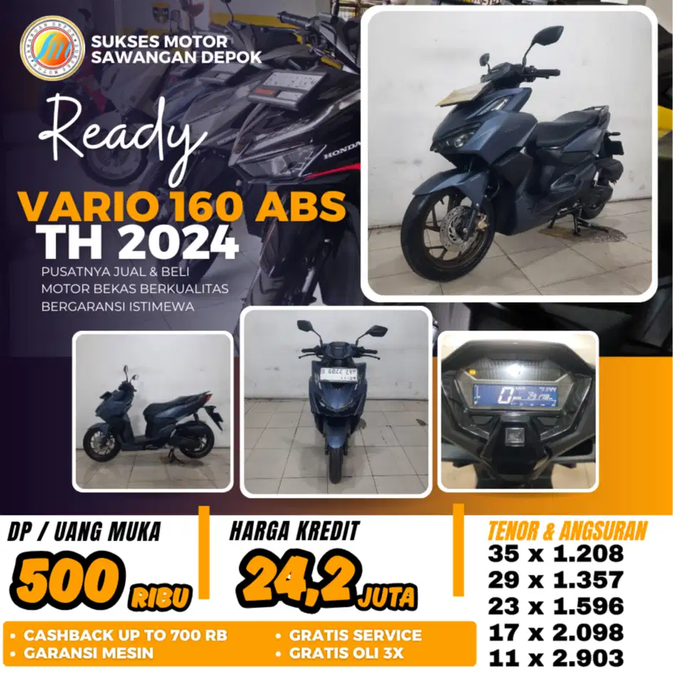 VARIO 160 ABS 2024 BIRU DOF UNIT MULUS BISA CASH KREDIT DI SUKSES MOTO