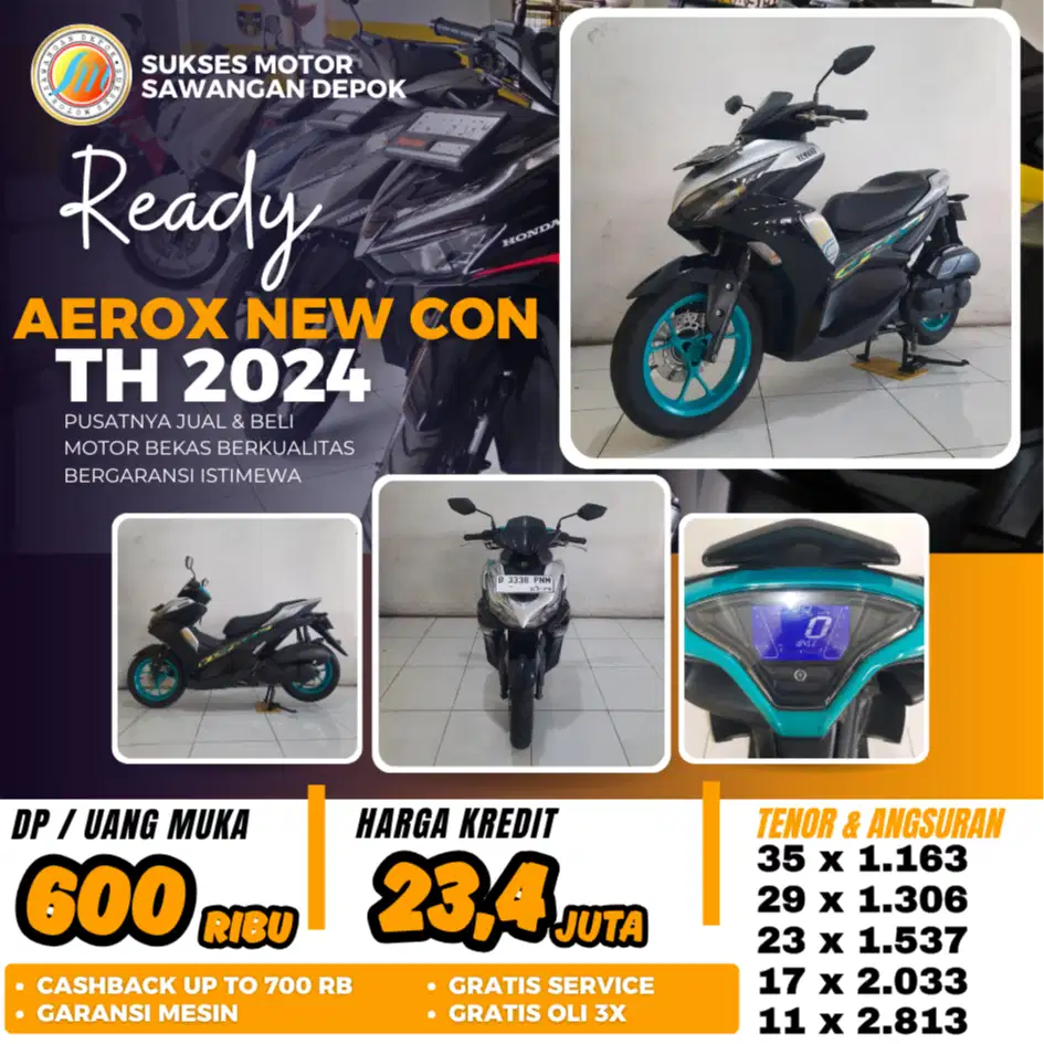 YAMAHA AEROX NEW CON TH 2024 UNIT MULUS BISA KREDIT DI SUKSES MOTOR