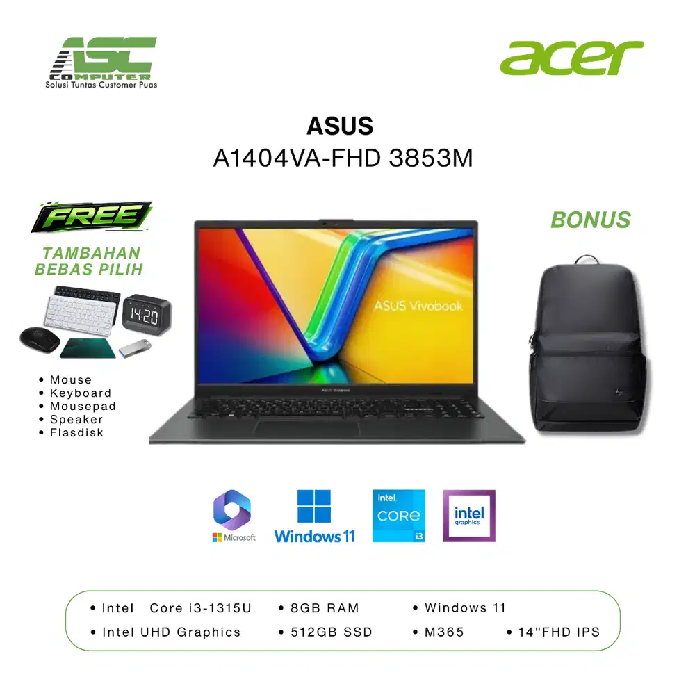 Laptop ASUS Vivobook A1404VA-FHD3853M