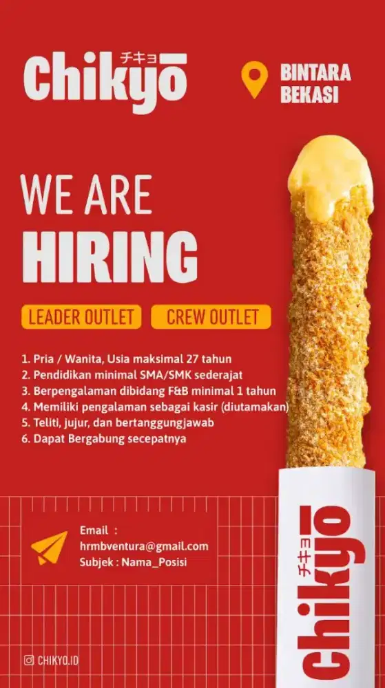 DIBUTUHKAN SEGERA CREW OUTLET