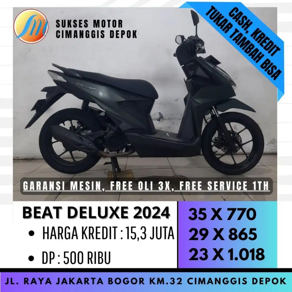 HONDA BEAT DELUXE 2024 HIJAU MULUS DP HANYA 500 DI SUKSES MOTOR