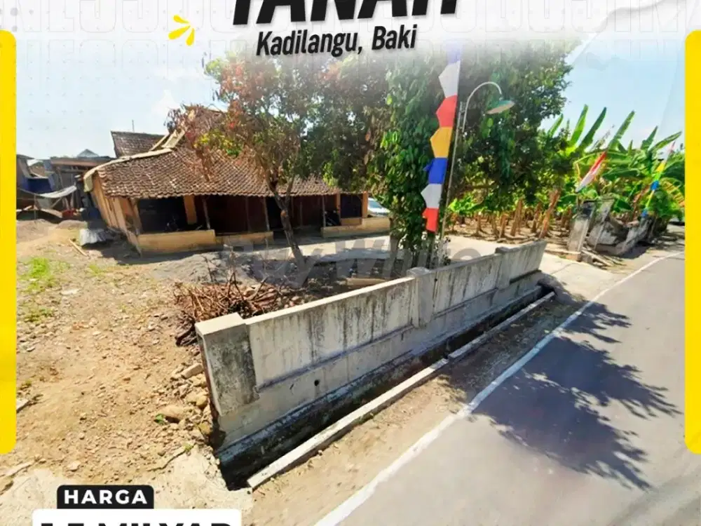 Tanah 568meter Siap bangun Akses Mobil Simpangan di kadilangu baki Sukoharjo