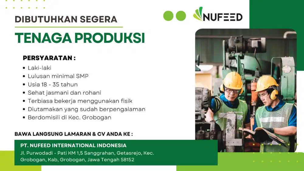 OPERATOR PRODUKSI PABRIK PAKAN TERNAK