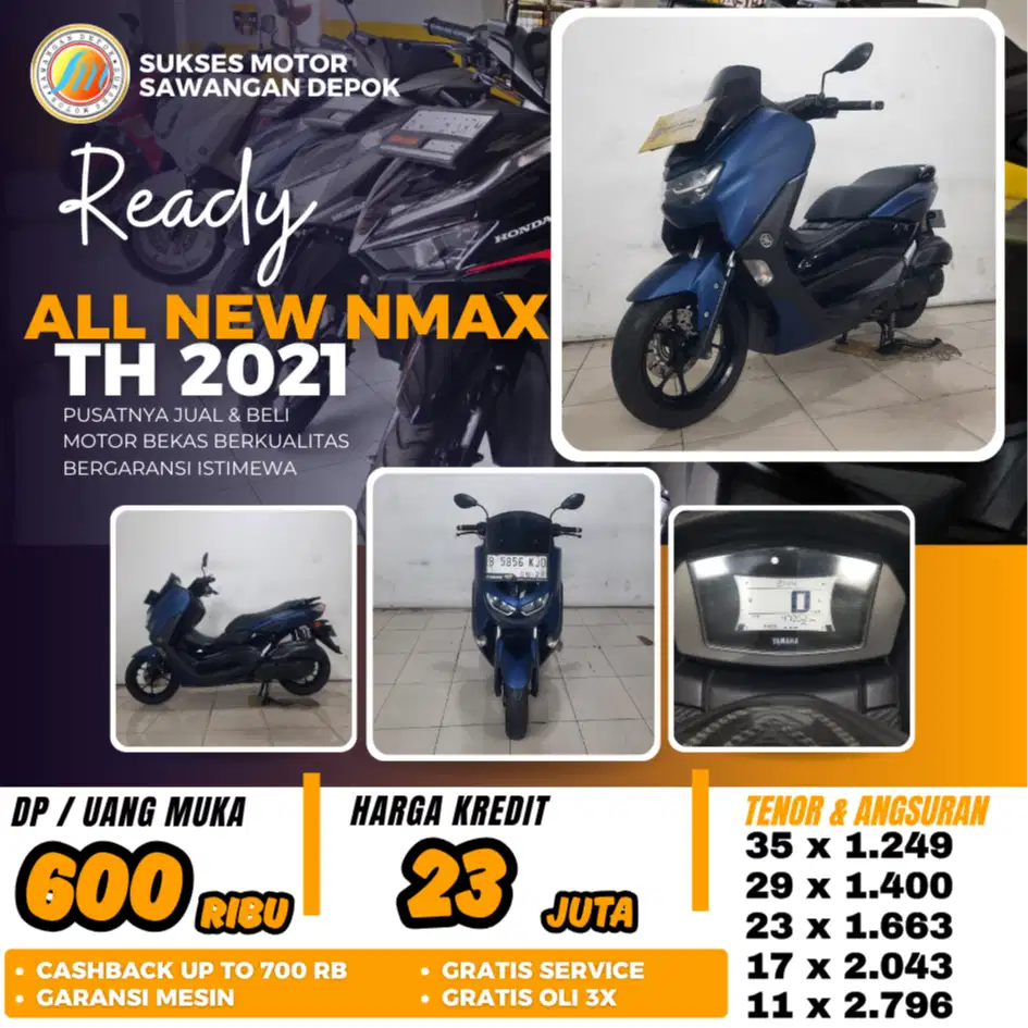MULUS ALL NEW NMAX TH 2021 BIRU DOF BISA KREDIT DP 600 DI SUKSES MOTOR