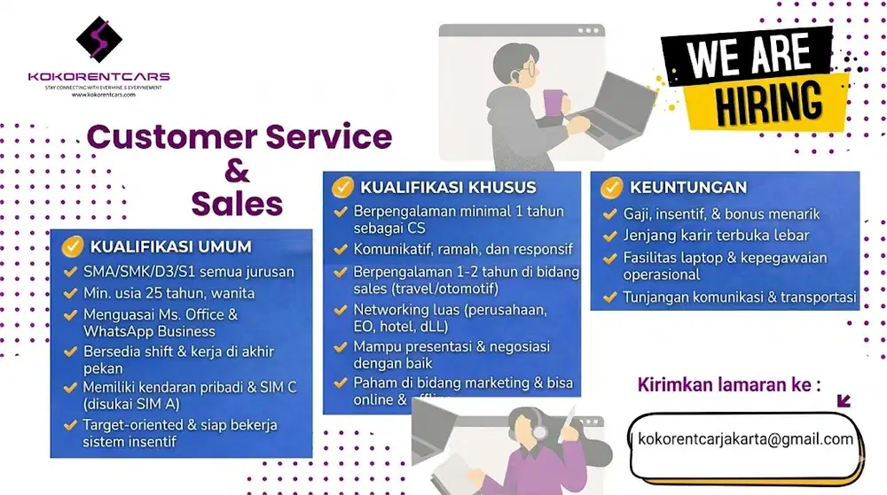 Customer Service & Sales Rental Mobil Kokorentcars Depok