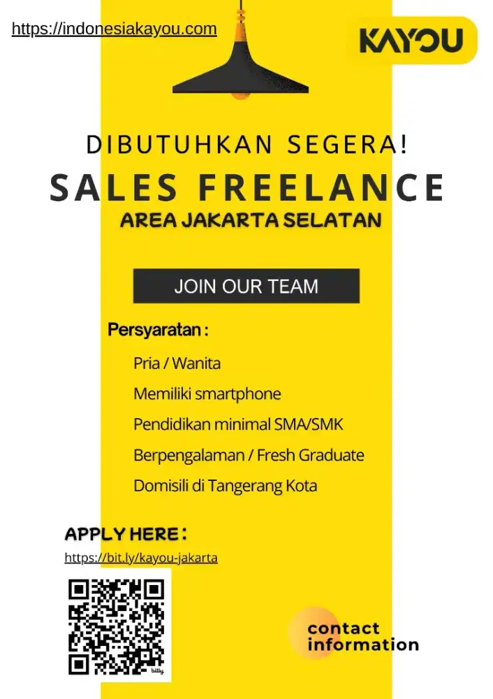 Dibutuhkan segera sales freelance untuk produk kartu kayou