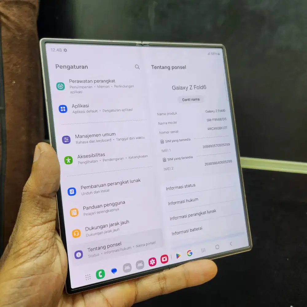 samsung z fold 6 256gb sein lengkap ori mulus