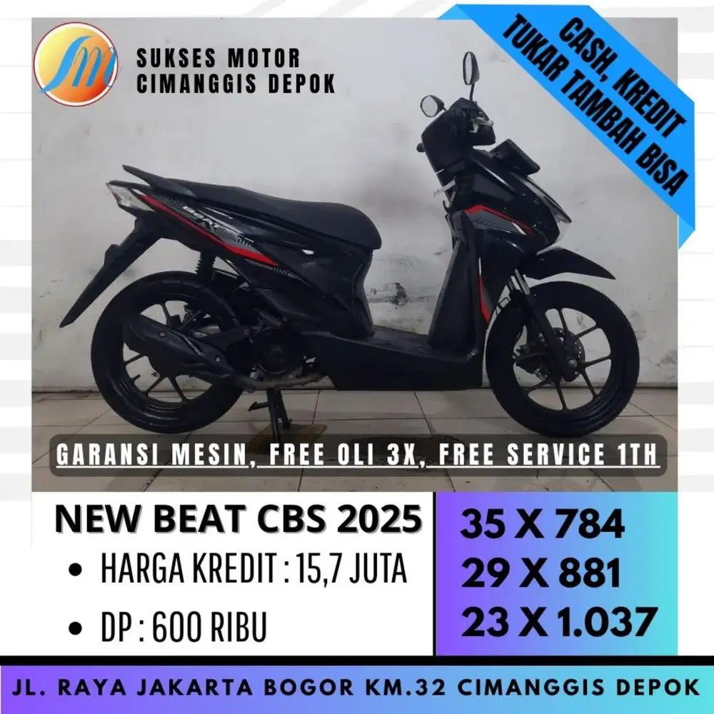 NEW BEAT CBS 2025 HITAM DP 600 CASHBACK UPTO 700 PROMO SUKSES MOTOR