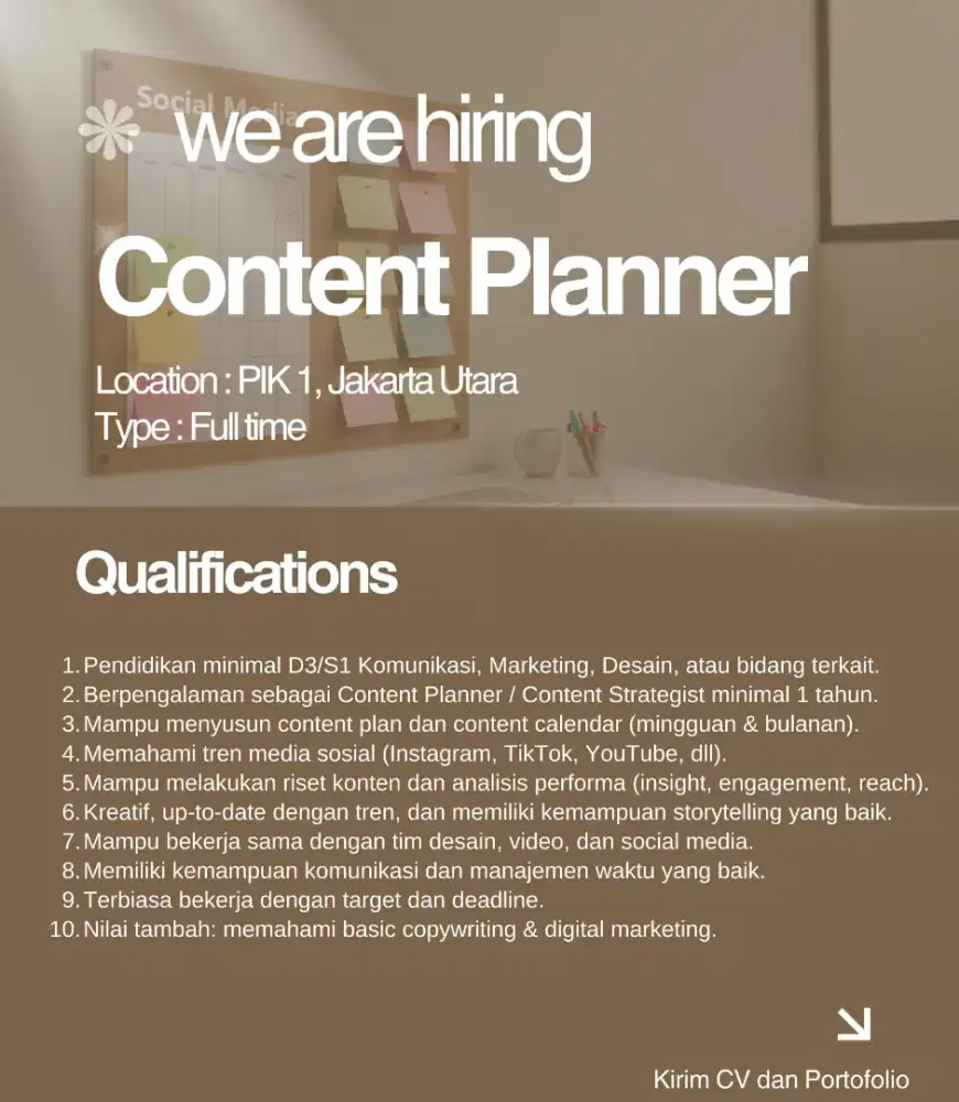 Lowongan Kerja Content Creator & SPV Customer Service