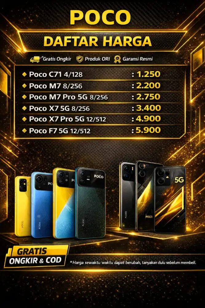 Daftar harga poco