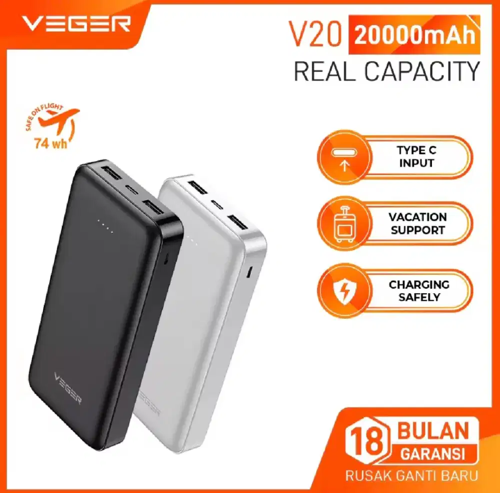 Power Bank Veger 20.000mAh Real Promo