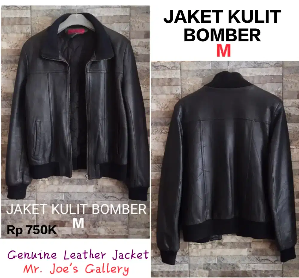 JAKET ASLI FUL KULIT Model BOMBER, UKURAN M, ELEGAN, & EKSKLUSIF