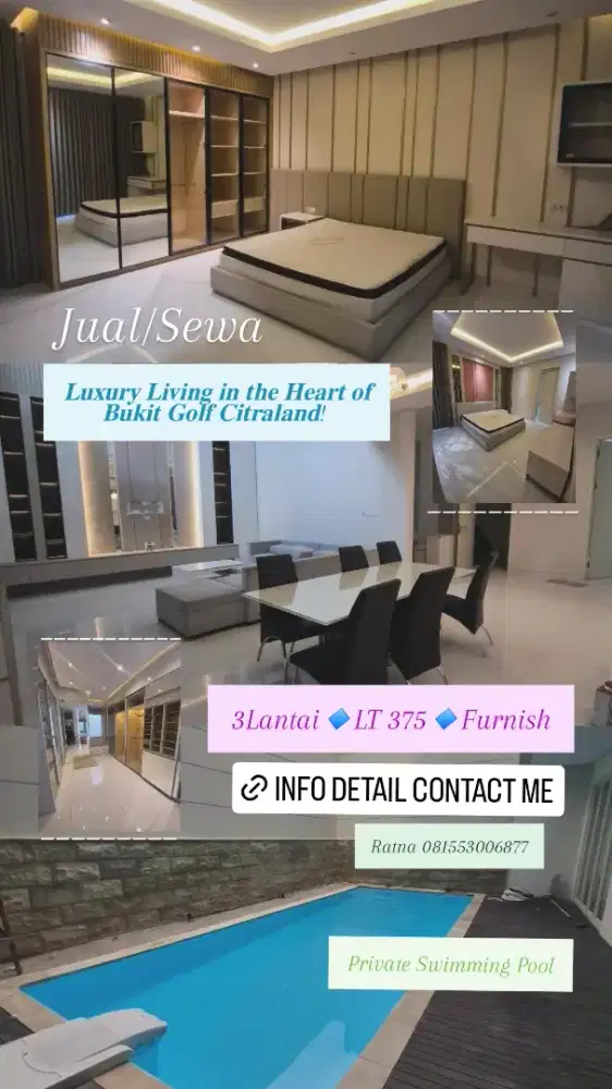 Dijual /Disewa Rumah Bukit Golf Citraland Ada Pool