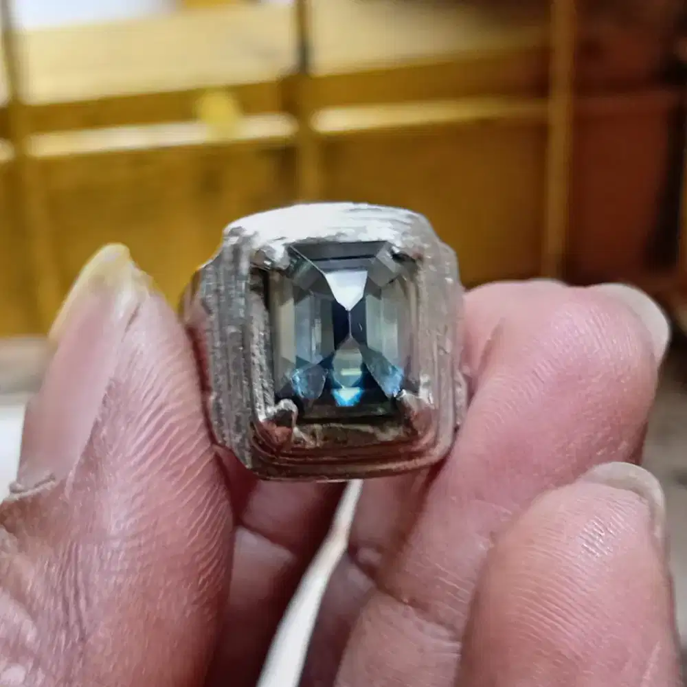 Cincin permata batu lab moissanette