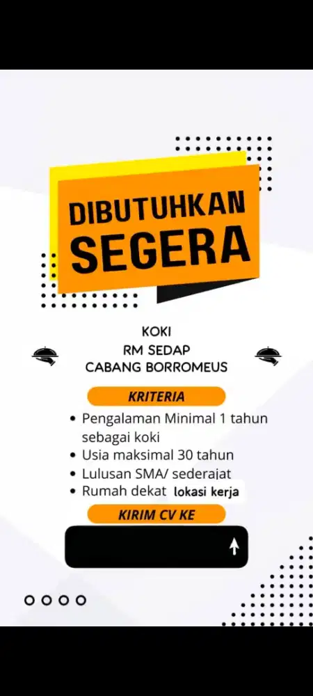 Cari Juru Masak Jln Sudirman, Dago, Riau