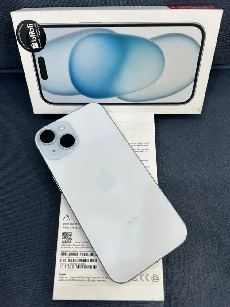 Iphone 15 , Blue , 128GB IBox (aktif 2 Minggu)
