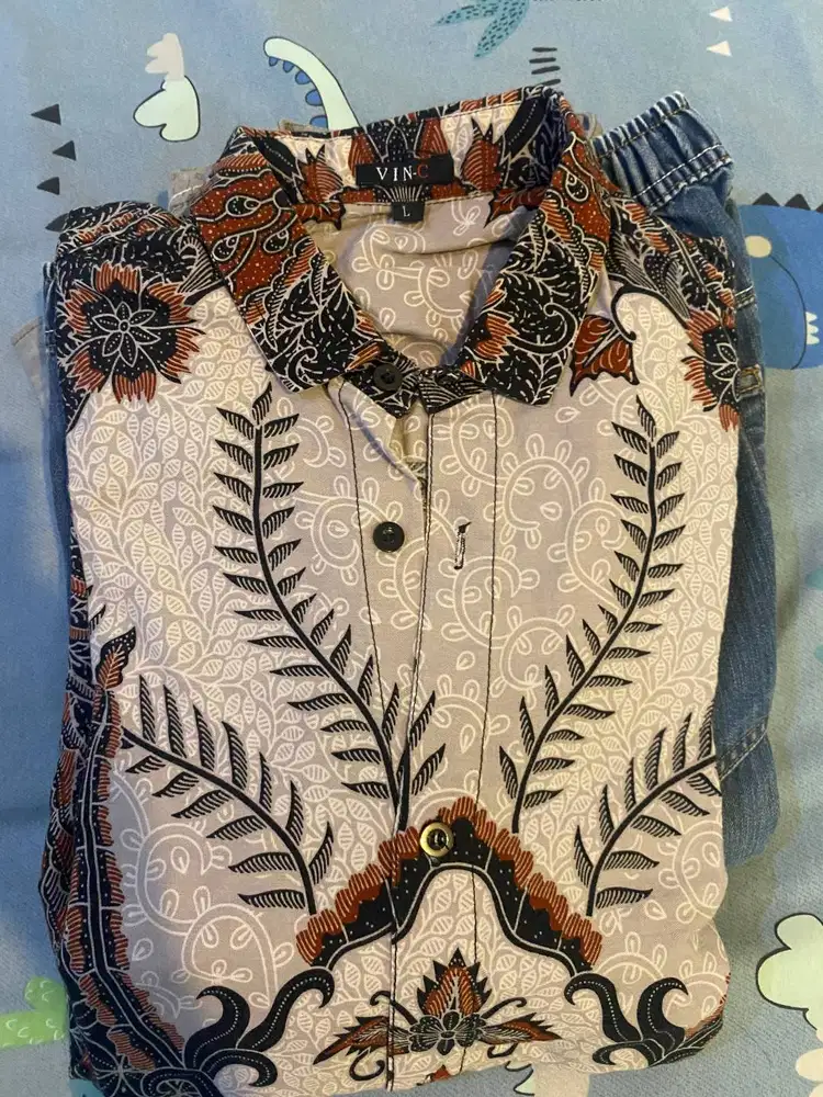 BATIK REMAJA LENGAN PANJANG MOTIF UNIK SILVER COKLAT, UKURAN L