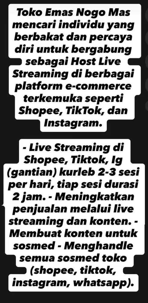 Host Live and Content Creator