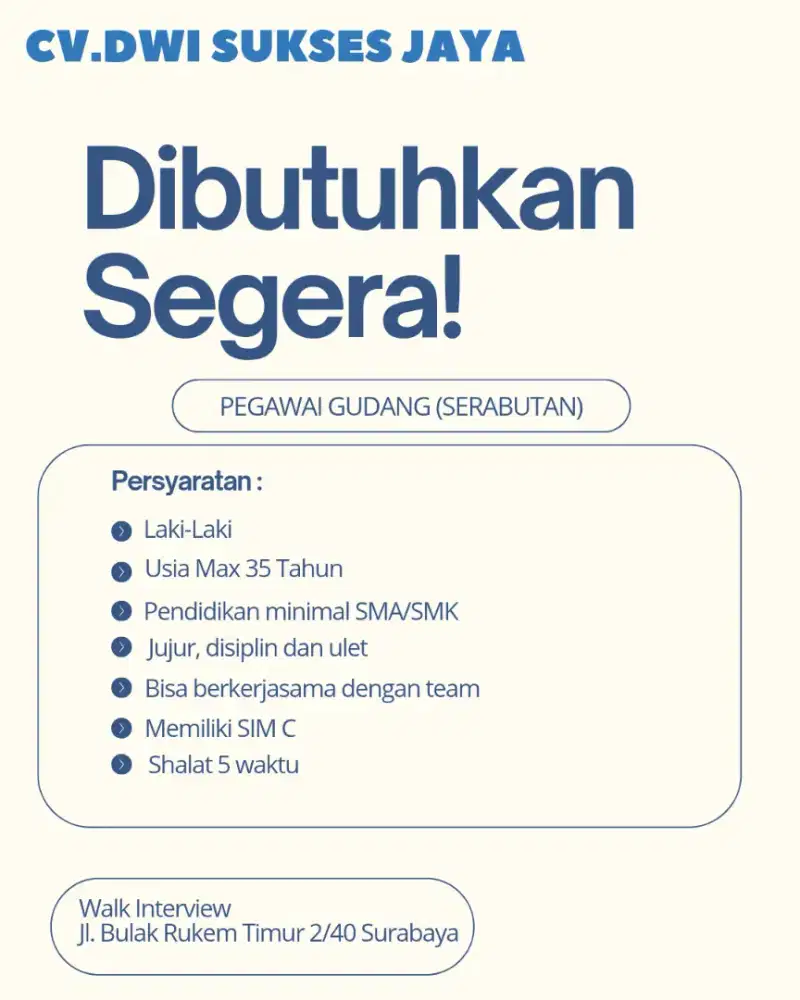 PEGAWAI GUDANG (serabutan)