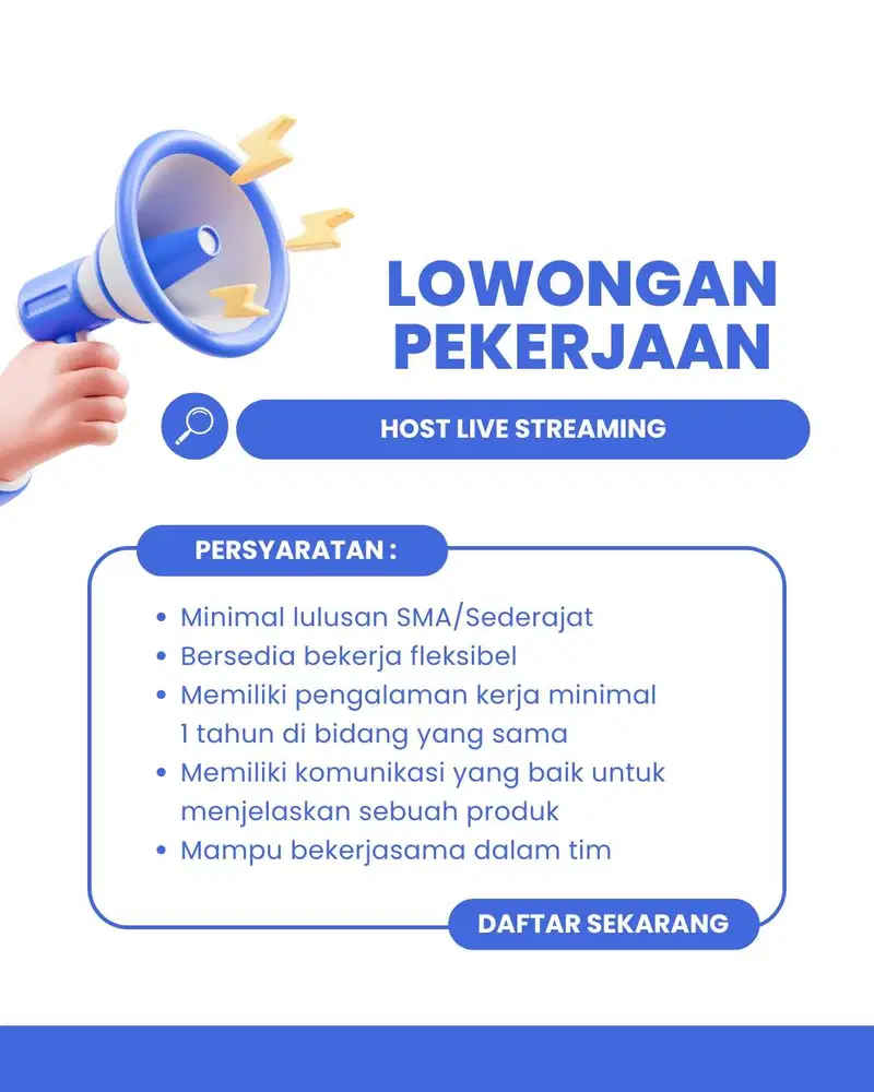 LOWONGAN KERJA HOST LIVE STREAMING