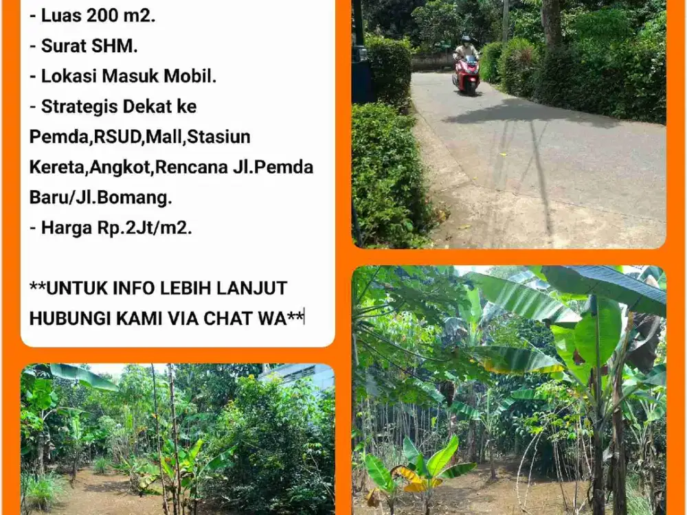 Tanah pas untuk Investasi lokasi Strategis Dekat stasiun KRL Bojonggede-Bogor luas 200m SHM.