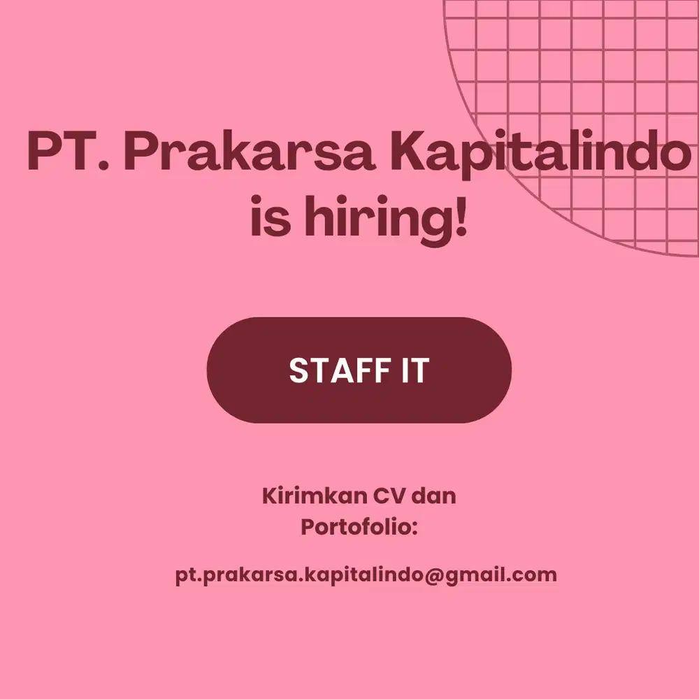 LOWONGAN KERJA STAFF IT