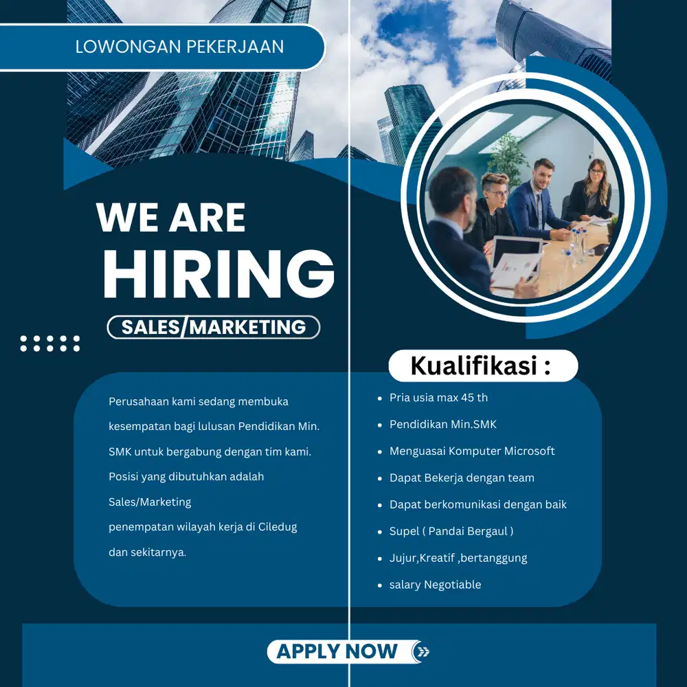 DI CARI / DI BUTUHKAN STAFF SALES / MARKETING AREA LARANGAN CILEDUG