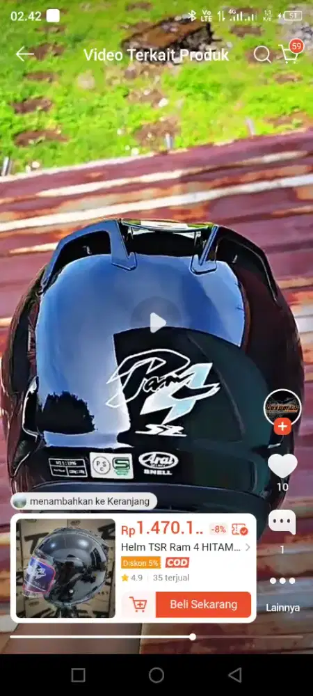 Helm arai Ram4 paket ganteng