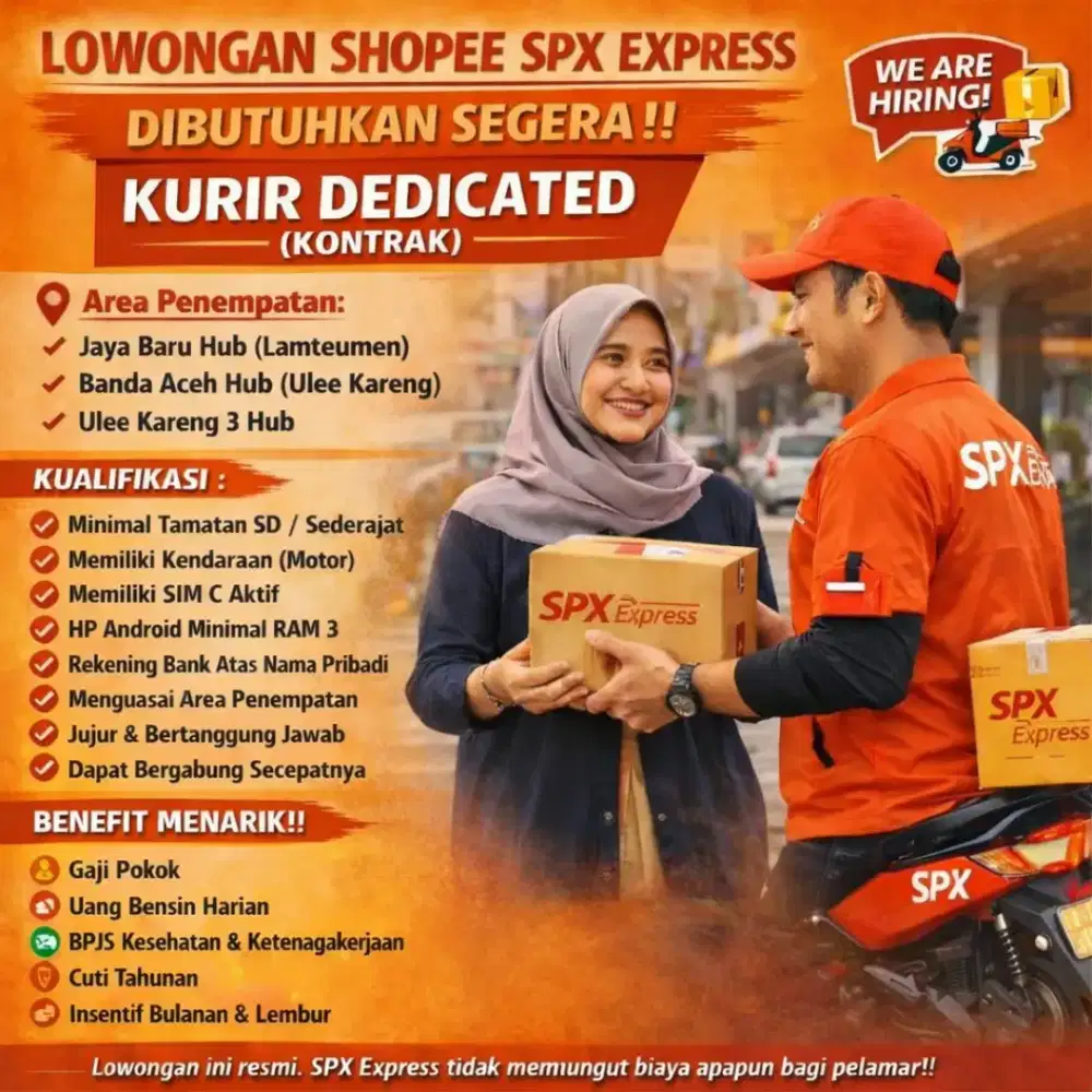 LOWONGAN KURIR PENGANTARAN PAKET SPX ACEH