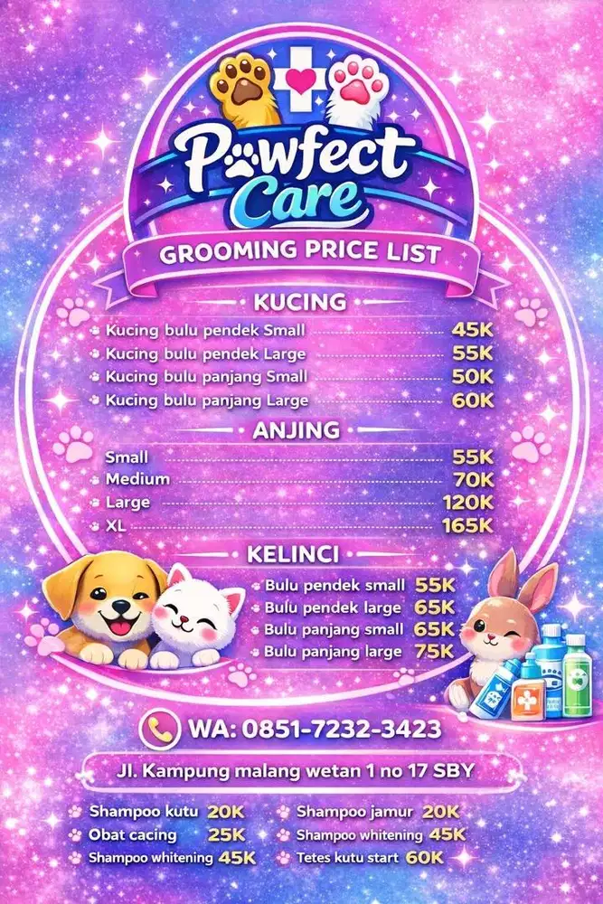 Grooming kucing salon anjing pawfect care