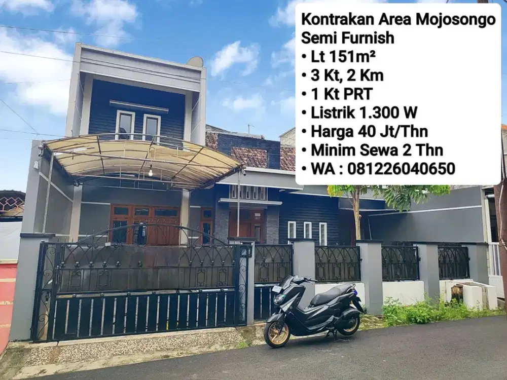 Sewa Rumah Area Mojosongo, Dekat Dr. Moewardi, Dr. Oen Kandang Sapi, Kampus UNS Jebres