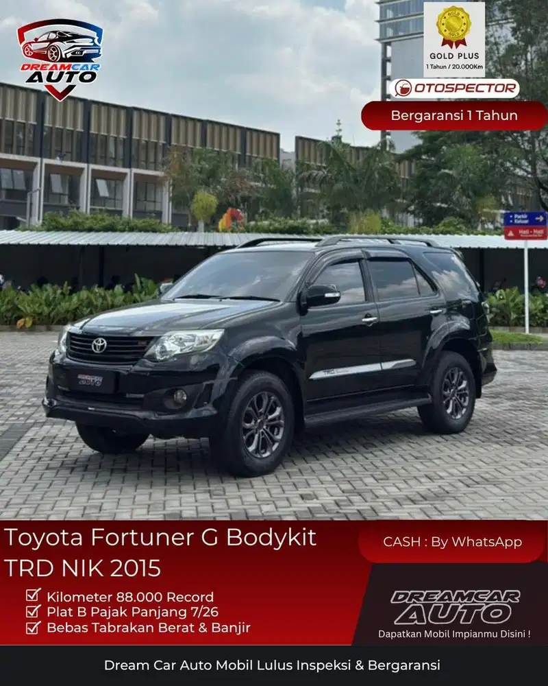 [ KM 88rb ] Toyota Fortuner G TRD 2.7 Bensin 4x2 2015 No Solar VNT 4x4