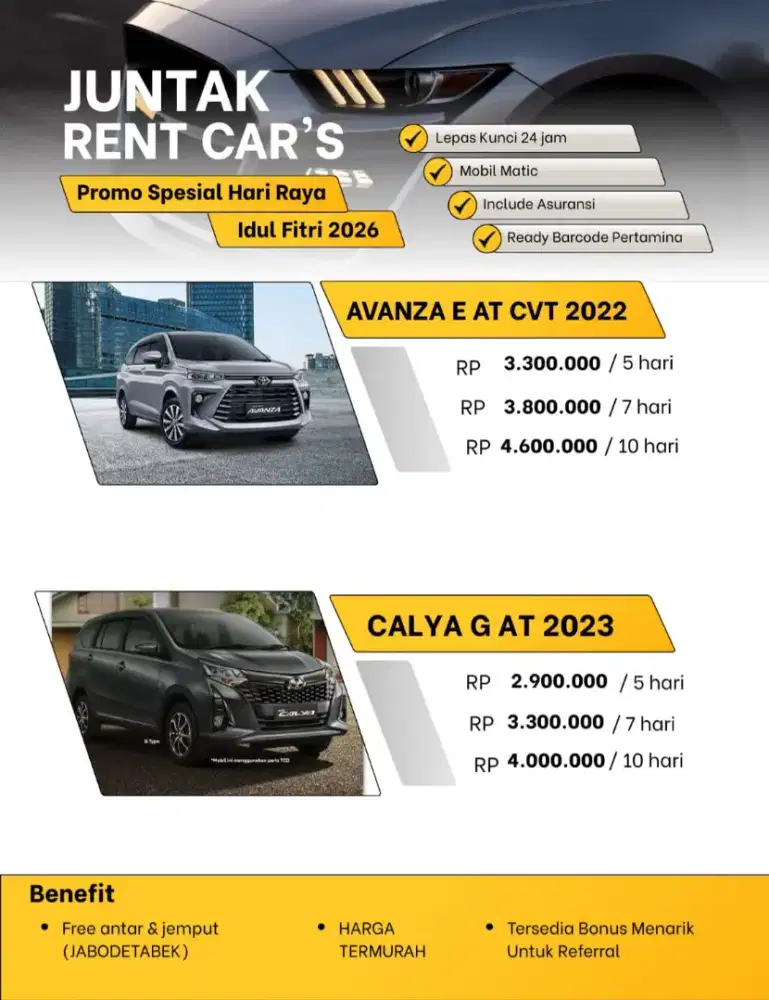 Sewa Rental Mobil Murah Promo Lebaran