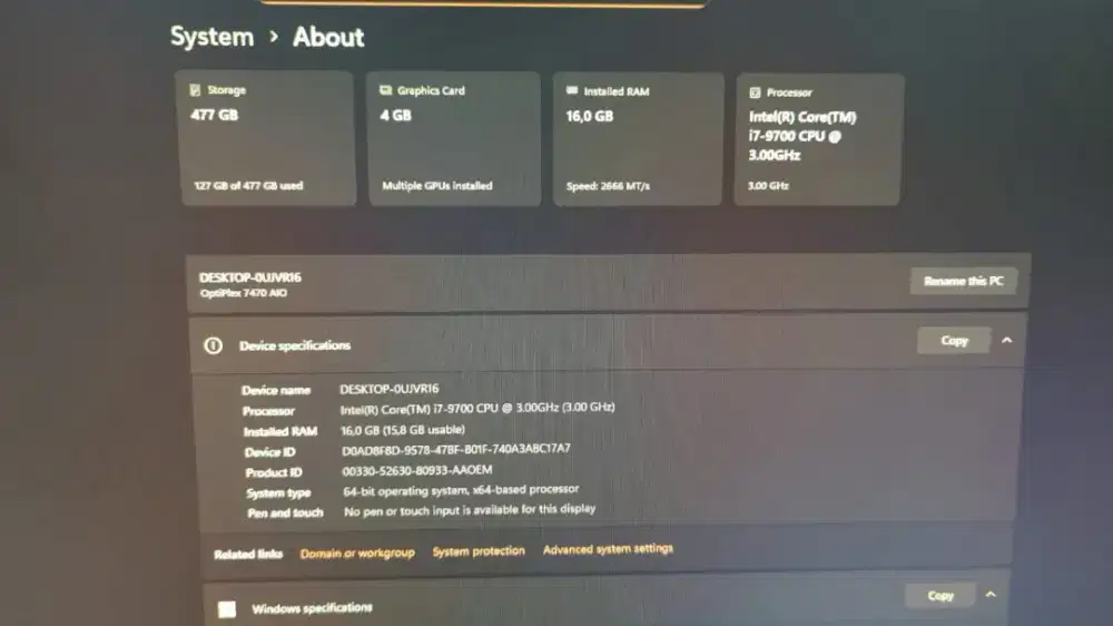 All In One Dell Optiplex 7470