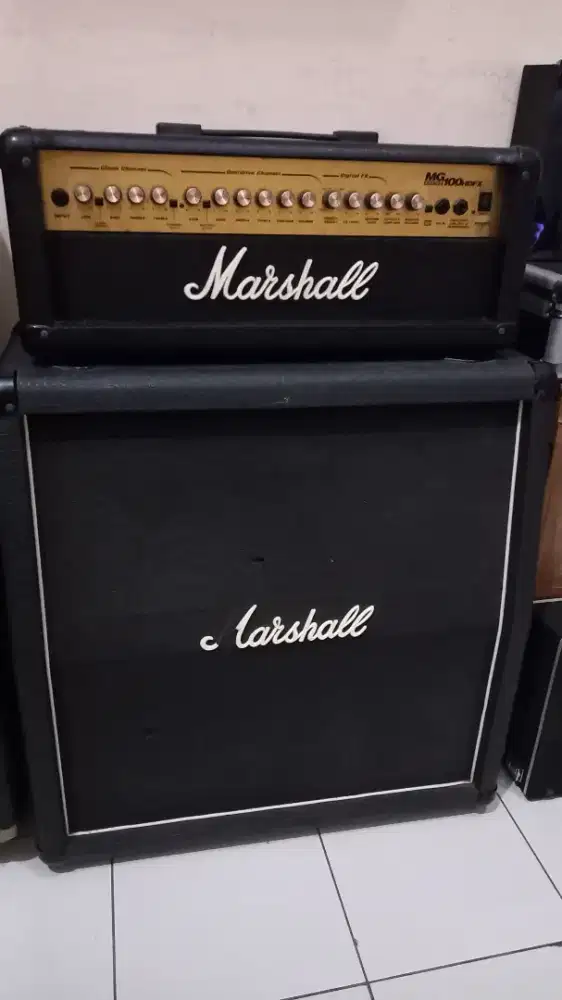 Ampli gitar marshall head mg100hdfx india, cabinet avt 412 england