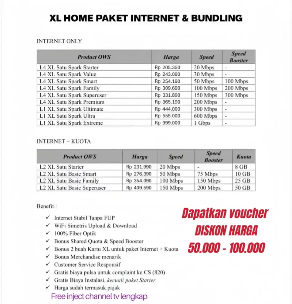Xl home xl satu khusus JAKARTA TIMUR ALL
