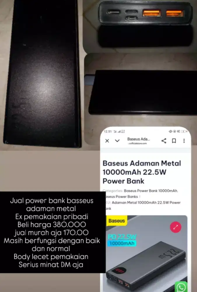 POWERBANK BASEUSS 22,5 WATT 10000 MAH