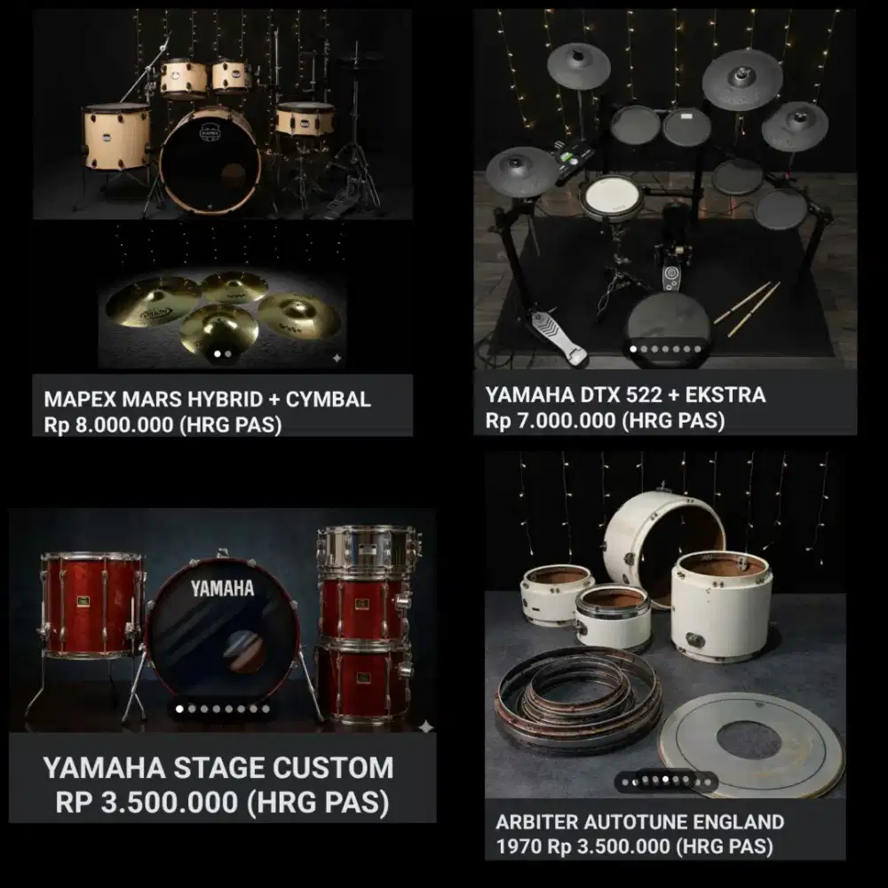 Drum Akustik Mapex Pearl + Drum Elektrik Yamaha DTX & Aksesoris Drum