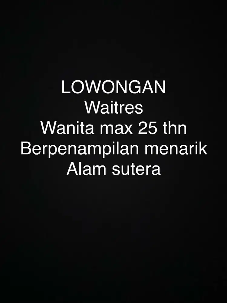 LOWONGAN WAITRESS