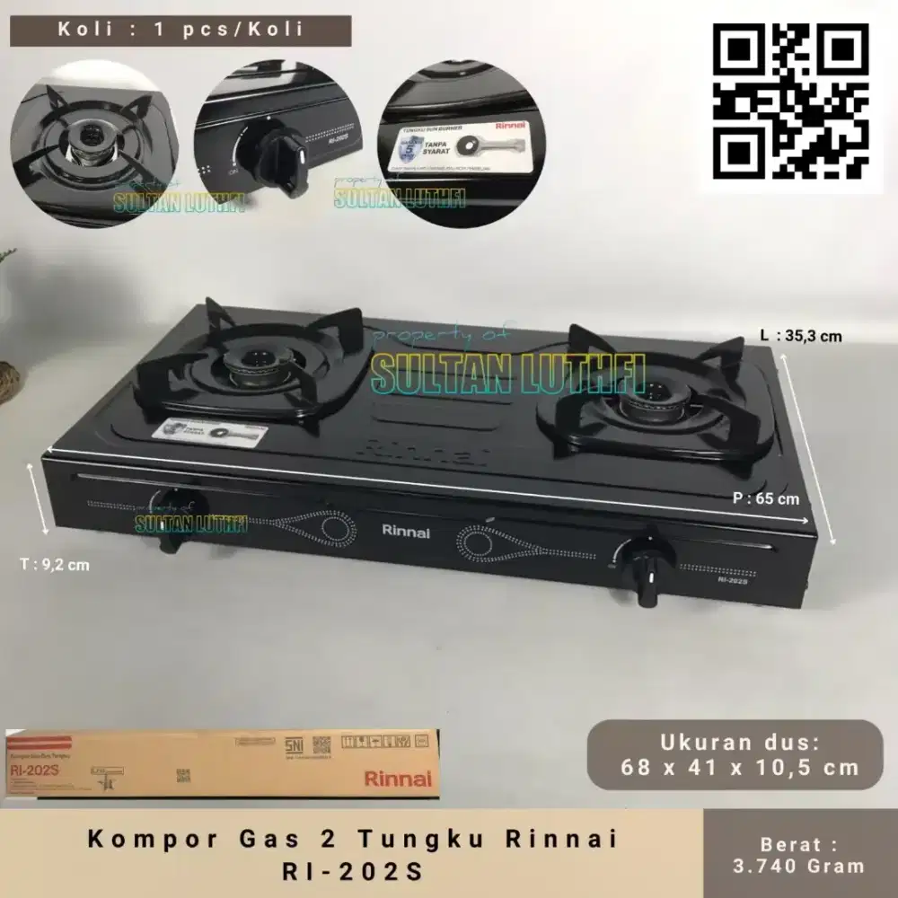 Kompor Gas 2 Tungku Rinnai RI-202S