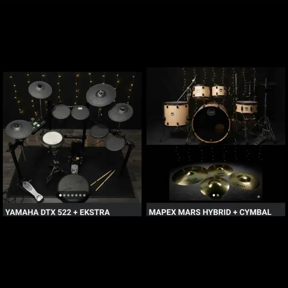 Rental Drum Akustik & Elektrik / Snare Drum / Cymbal Set / Cajon Dll