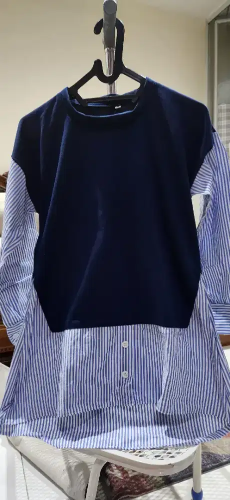 Kemeja biru campur kaos