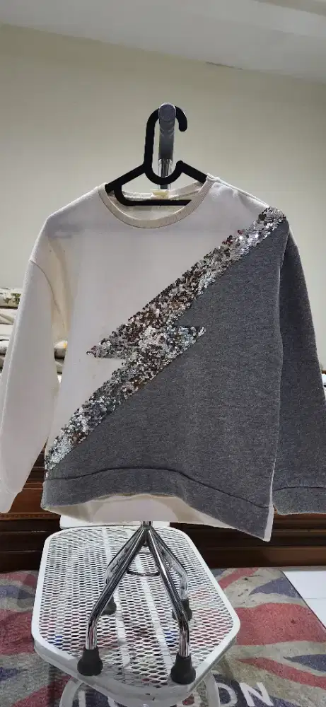 Sweater zara, abu abu putih