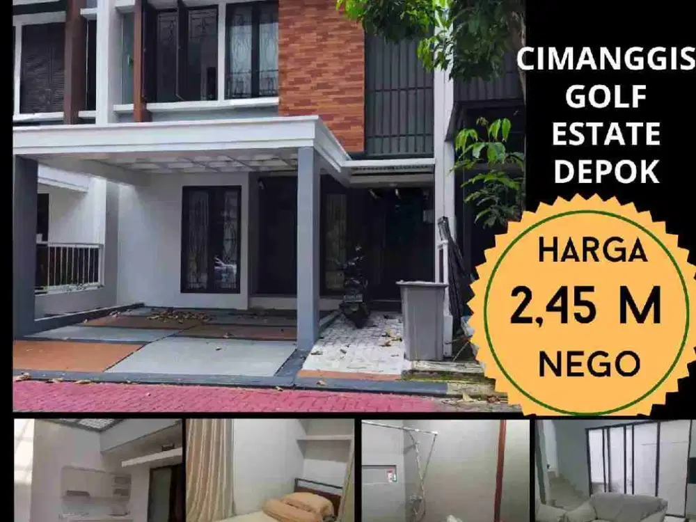 Selangkah ke pintu tol. Rumah 2 lantai baru renov like new, dijual cepat di Cimanggis Golf Estate