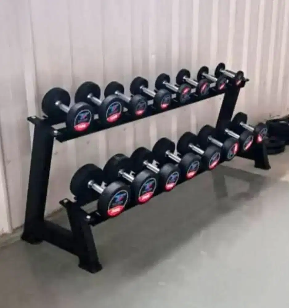 DUMBELL SET LENGKAP 2,5 - 20 KG PLUS RACK ALAT FITNESS GYM