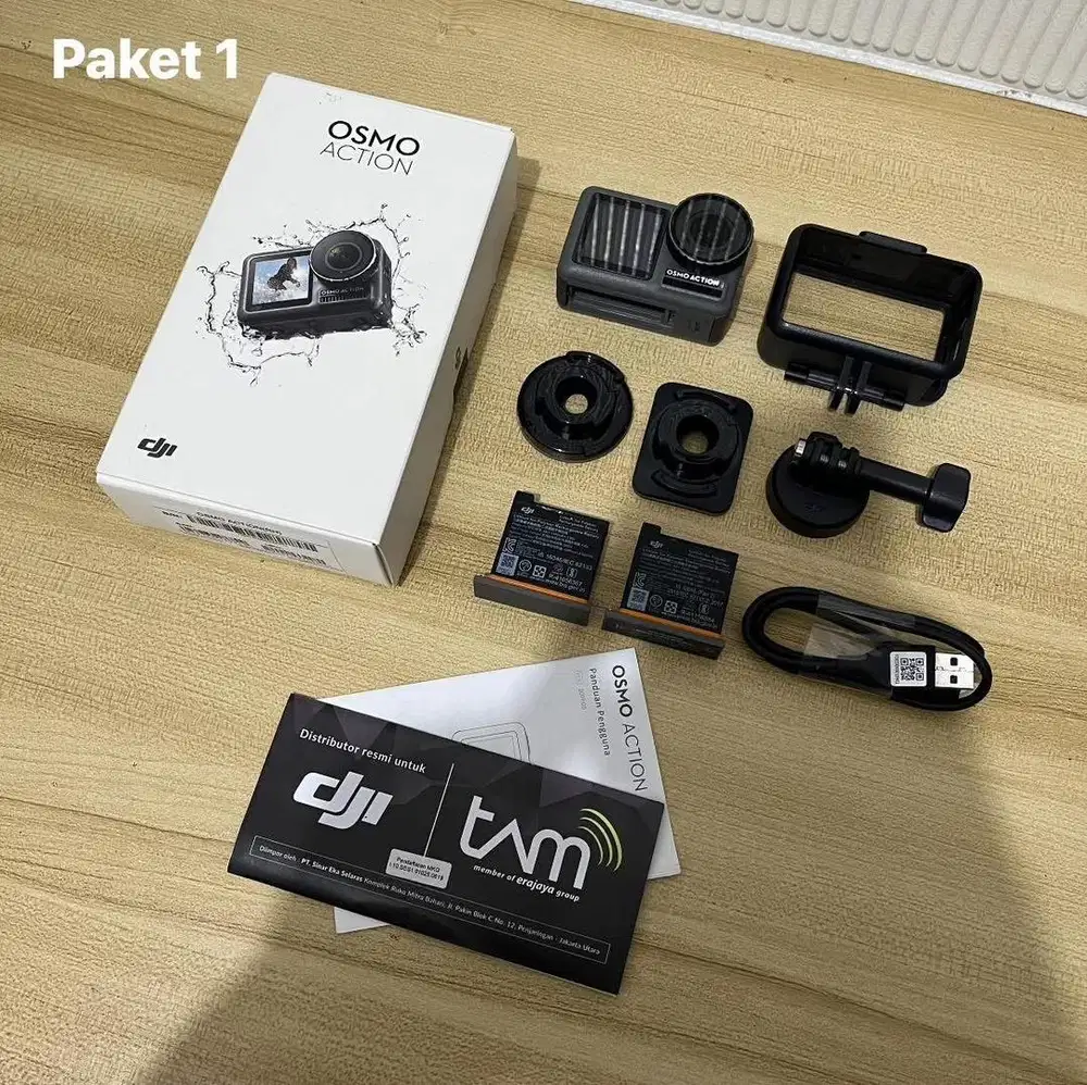 Action cam dji osmo action 1 + paket lengkap
