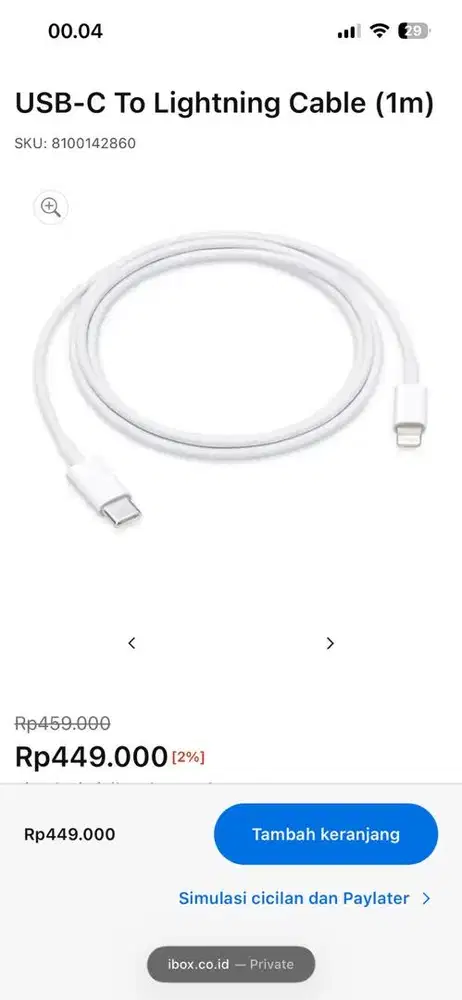 Kabel Apple USB- C to Lighting Original iBox