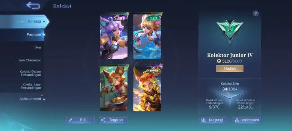 Skin joyy lengkap buat user Joy cocok akun polosan