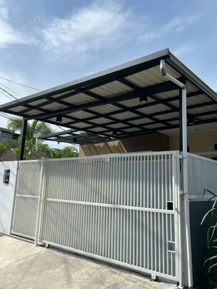 Kanopi minimalis dan ragka baja