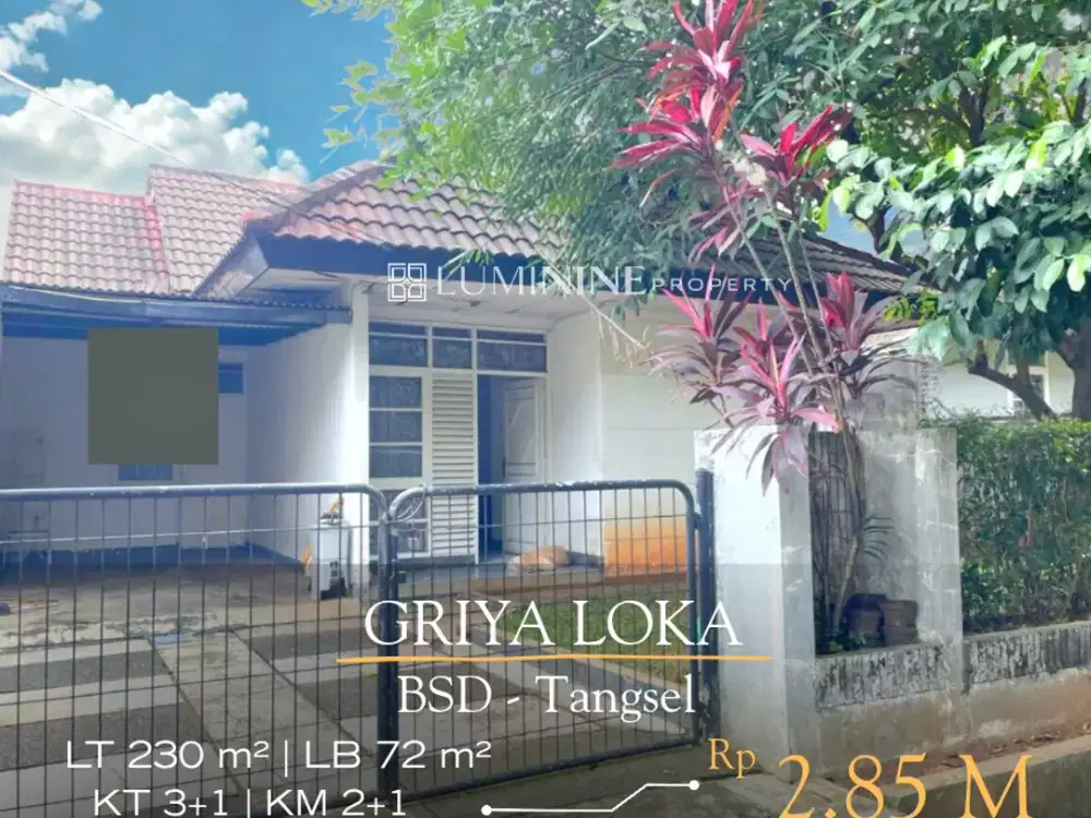 Rumah luas di griya loka BSD sangat strategis hanya 5 menit ke tol & Pasmod.Bisa KPR harga murah